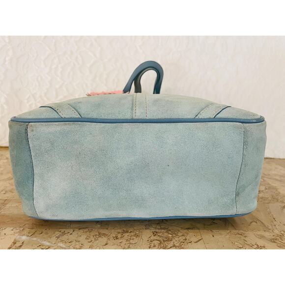 rare vtg COach gallery light blue suede LEather SHoulder BAg tote F10410 - Picture 6 of 9